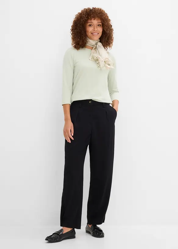 T-shirt manches 3/4 en coton extensible, bonprix