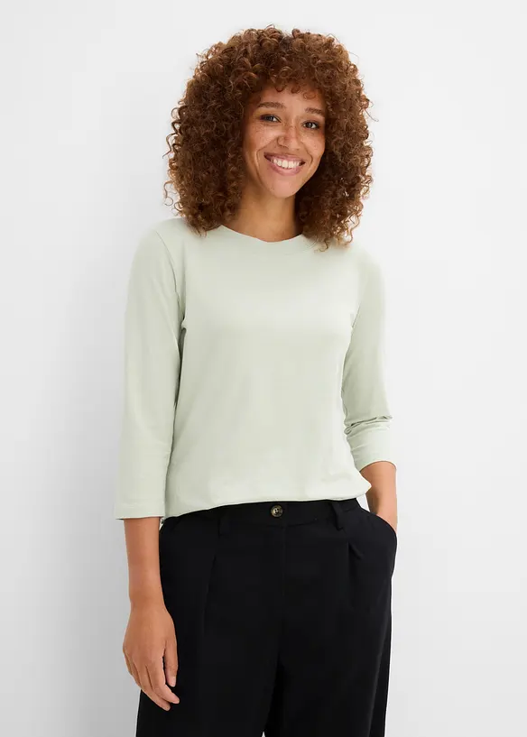 T-shirt manches 3/4 en coton extensible, bonprix