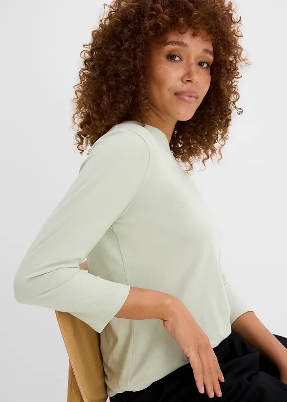 T-shirt manches 3/4 en coton extensible, bonprix