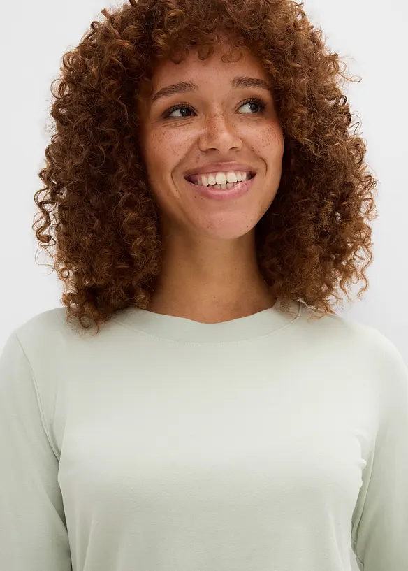 T-shirt manches 3/4 en coton extensible, bonprix
