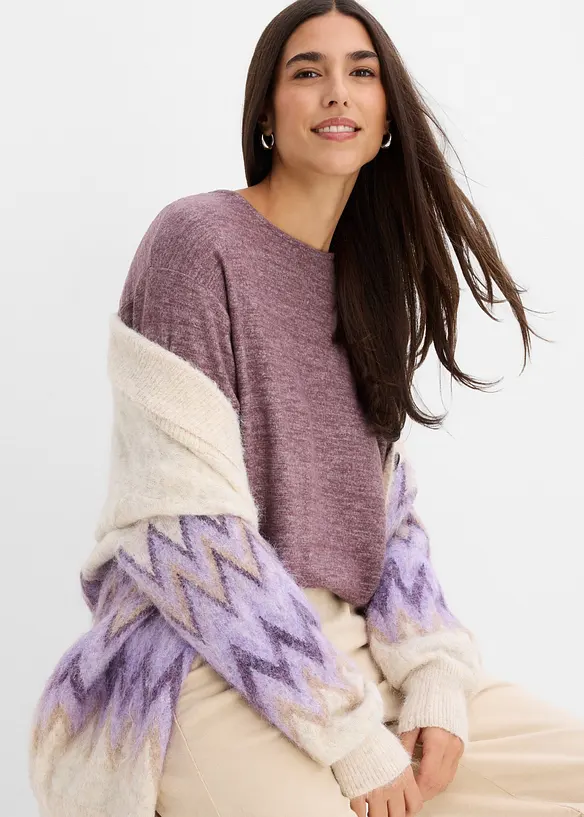Sweat-shirt long aspect maille, bonprix