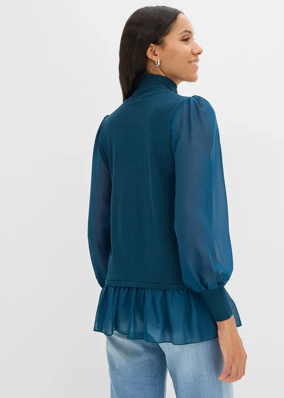 Feinstrickpullover mit Blusen-Einsatz, bonprix