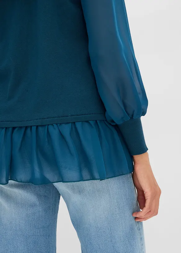 Feinstrickpullover mit Blusen-Einsatz, bonprix