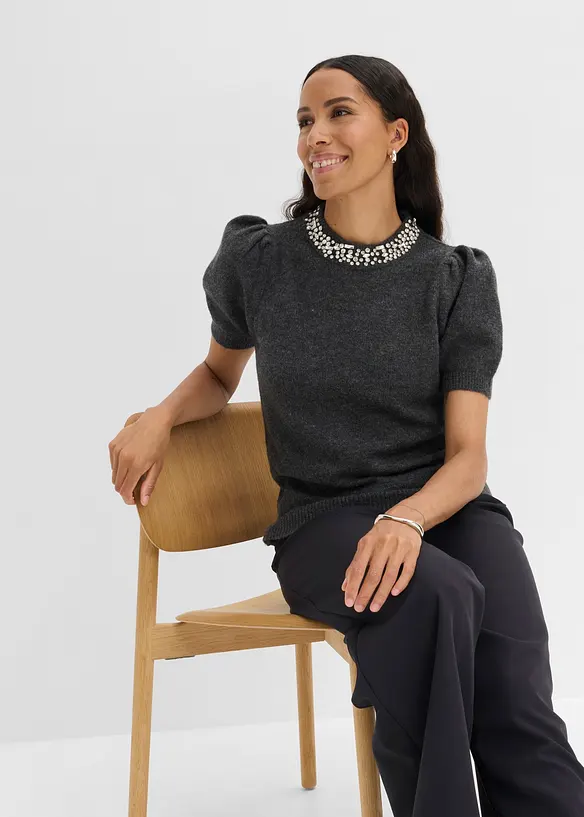 Pull avec application de strass, bonprix