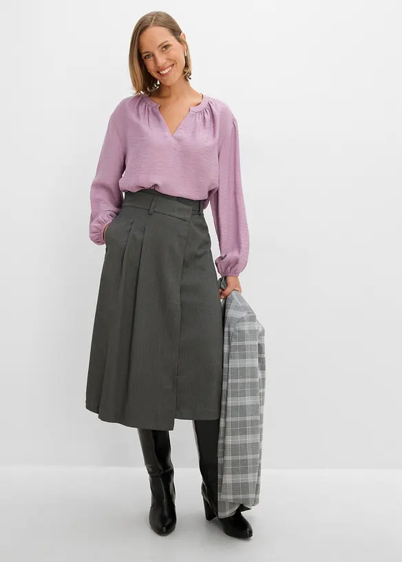 Jupe midi en viscose m&eacute;lang&eacute;e, bonprix
