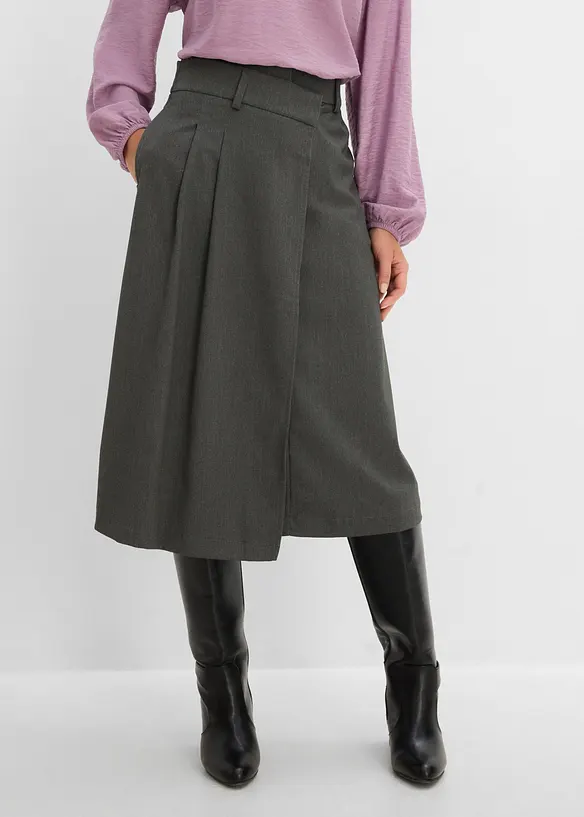 Jupe midi en viscose m&eacute;lang&eacute;e, bonprix