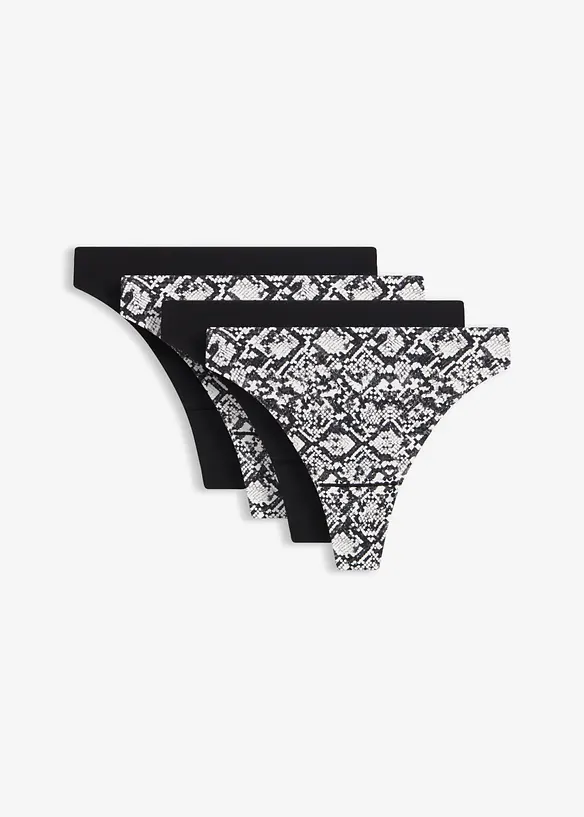 Lot de 4&nbsp;strings sans coutures en polyamide, bonprix