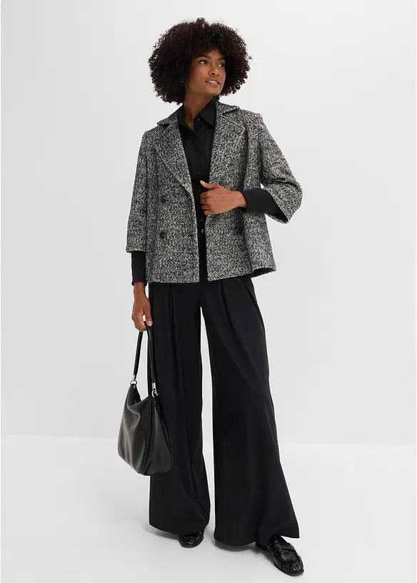Cabanjacke in Tweedoptik mit Strickstulpen, bonprix