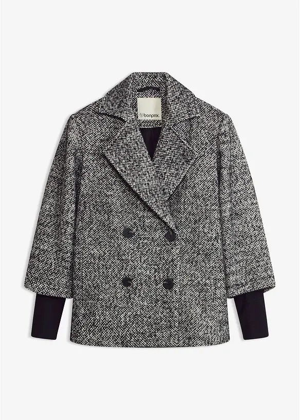 Cabanjacke in Tweedoptik mit Strickstulpen, bonprix