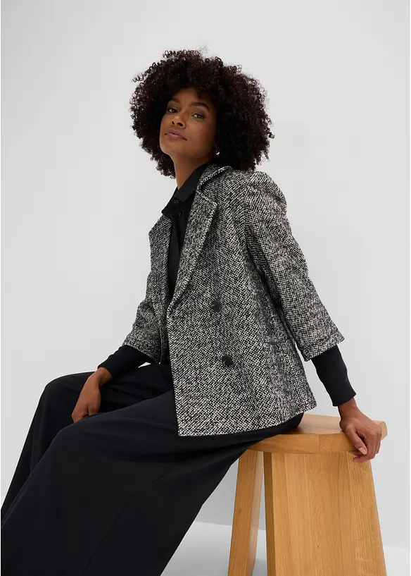 Cabanjacke in Tweedoptik mit Strickstulpen, bonprix