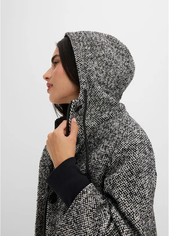 Mantel in Tweedoptik mit Strickstulpen, bonprix