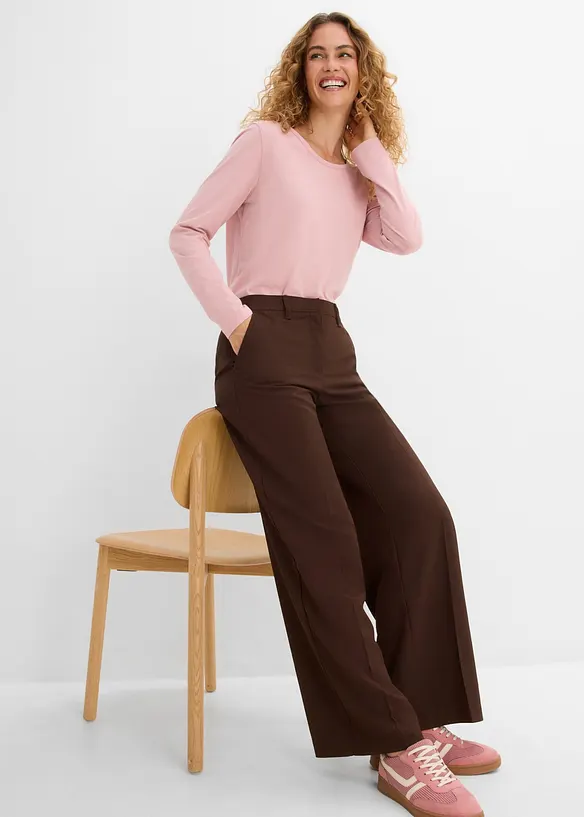 Pantalon large &agrave; pinces, taille &eacute;lastiqu&eacute;e, bonprix