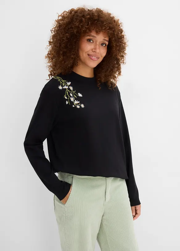 T-shirt manches longues en coton m&eacute;lang&eacute; &eacute;pais, bonprix