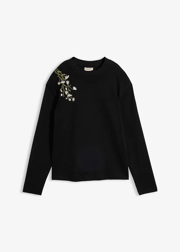 T-shirt manches longues en coton m&eacute;lang&eacute; &eacute;pais, bonprix