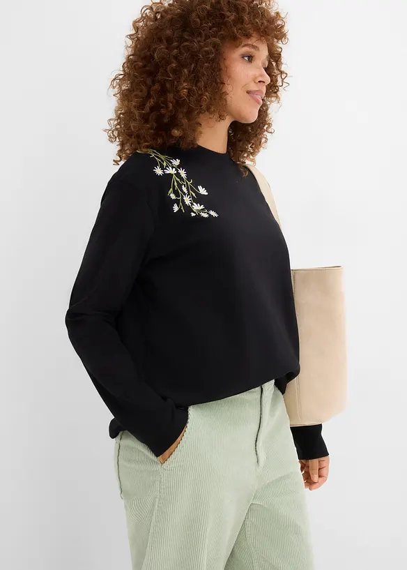 T-shirt manches longues en coton m&eacute;lang&eacute; &eacute;pais, bonprix