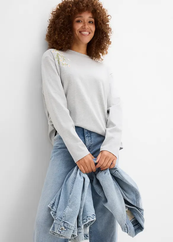 Langarmshirt mit schwerer Bio-Baumwolle, bonprix