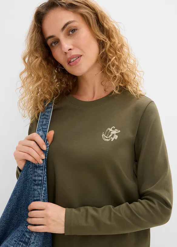 Langarmshirt aus schwerer Bio-Baumwolle, bonprix