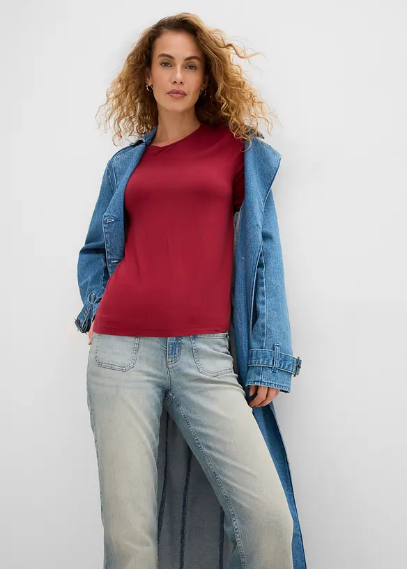 T-shirt manches longues en viscose extensible, bonprix