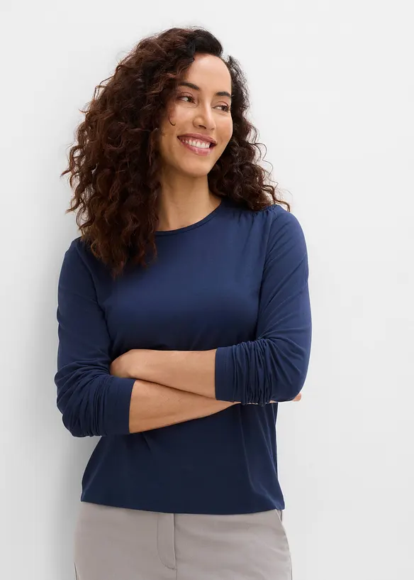 Langarmshirt aus elastischem Viskose-Mix, bonprix