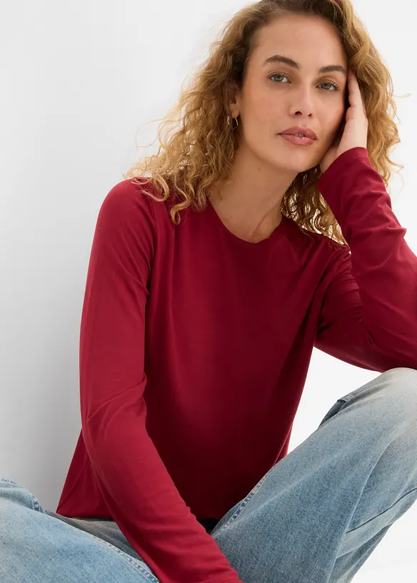 T-shirt manches longues en viscose extensible, bonprix