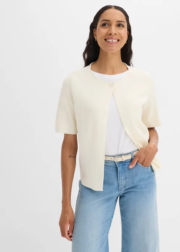 Gilet en maille de coton m&eacute;lang&eacute;, bonprix