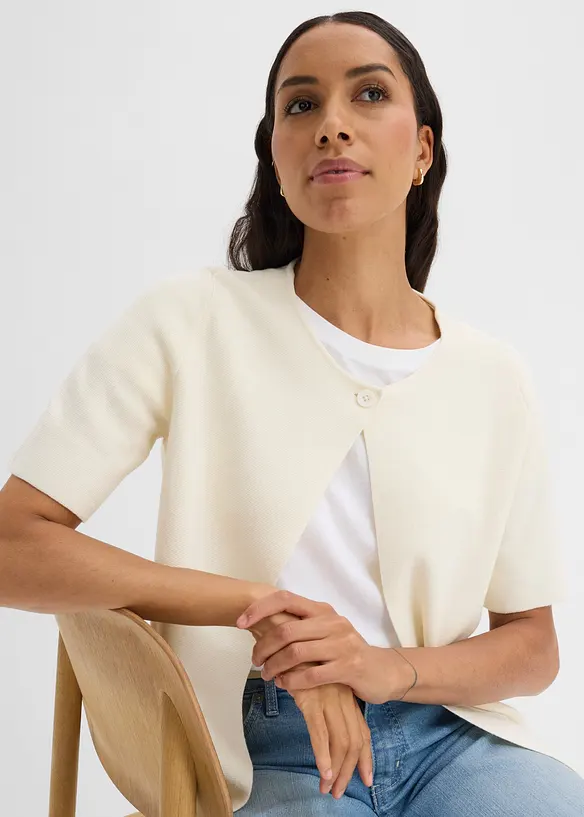Gilet en maille de coton m&eacute;lang&eacute;, bonprix