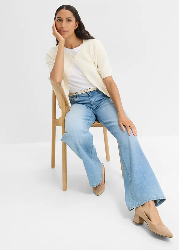 Gilet en maille de coton m&eacute;lang&eacute;, bonprix
