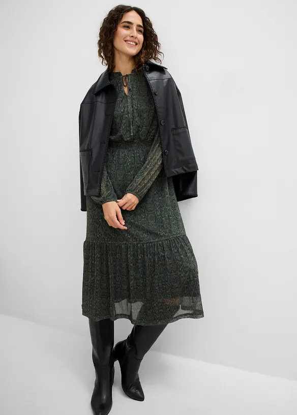 Jerseykleid aus feinem Mesh, bonprix