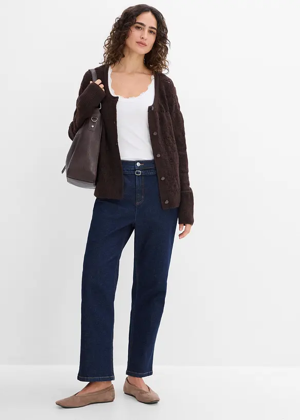 Gilet en maille ajour&eacute;e, bonprix