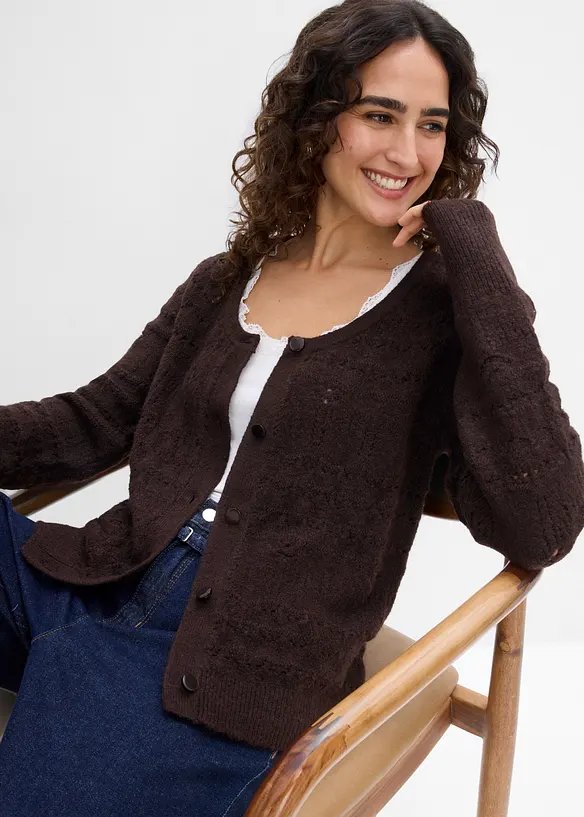 Gilet en maille ajour&eacute;e, bonprix