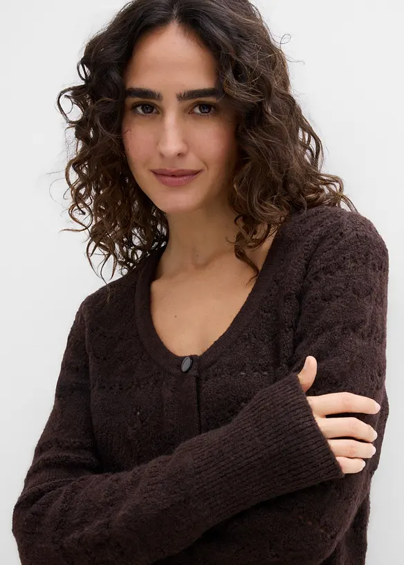 Gilet en maille ajour&eacute;e, bonprix