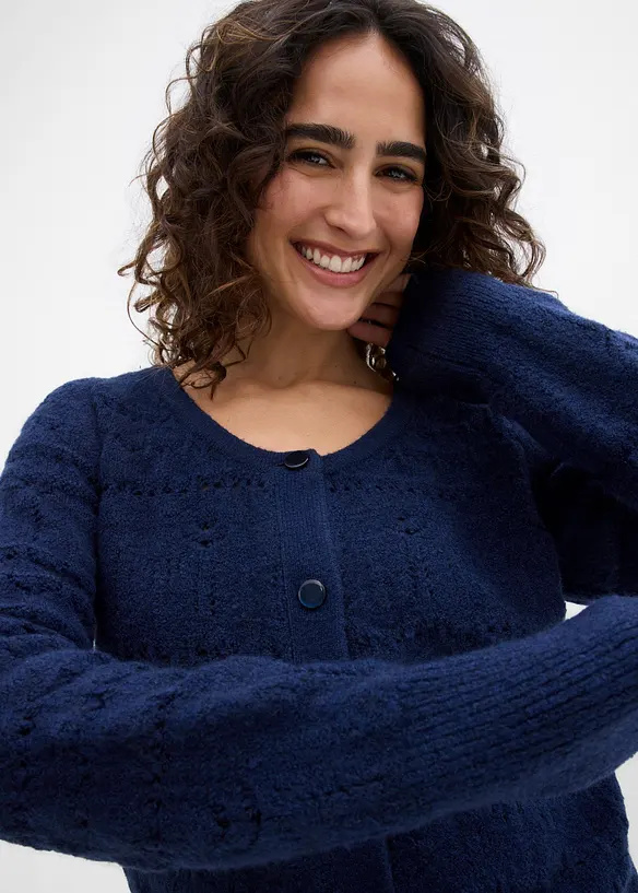 Gilet en maille ajour&eacute;e, bonprix