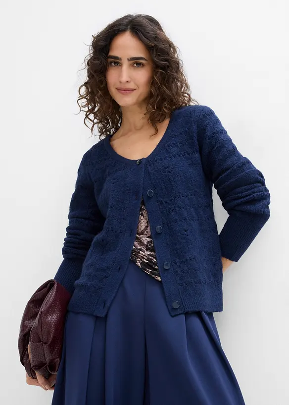 Gilet en maille ajour&eacute;e, bonprix