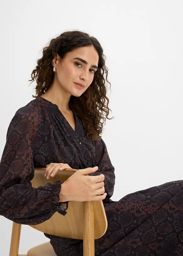 Chiffonkleid mit Frill-&Auml;rmeln, bonprix