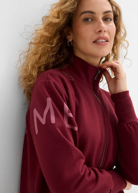 Sweatjacke aus elastischem Bio-Baumwoll-Mix, bonprix