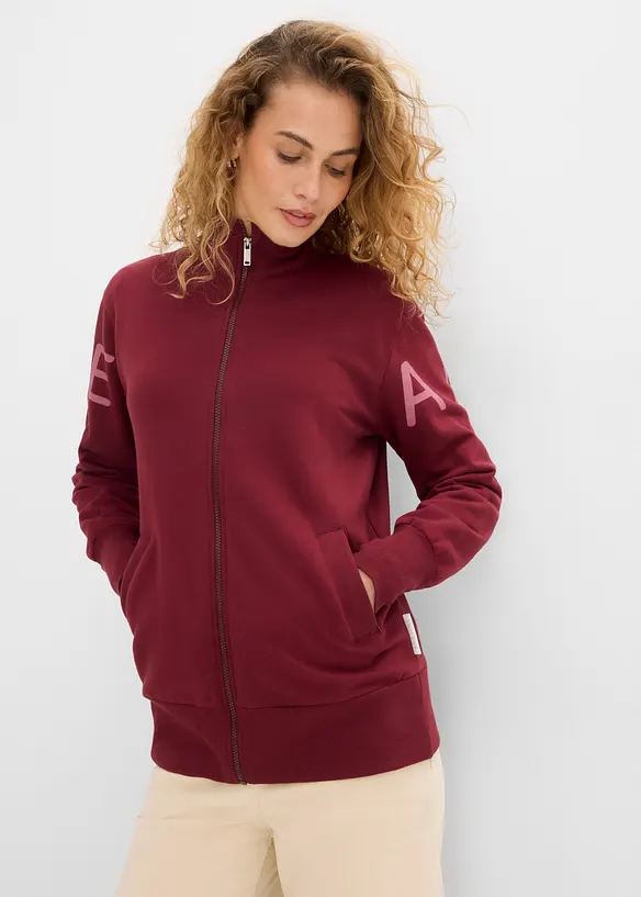 Sweatjacke aus elastischem Bio-Baumwoll-Mix, bonprix
