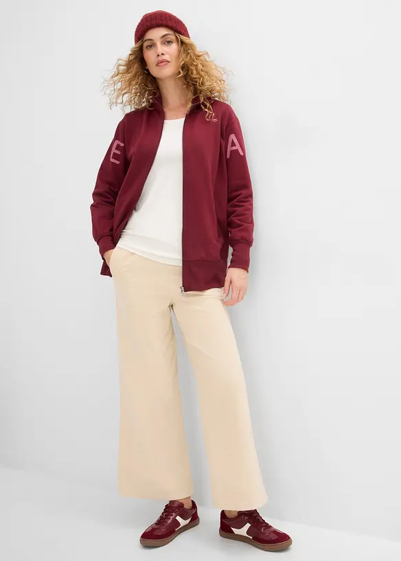 Sweatjacke aus elastischem Bio-Baumwoll-Mix, bonprix