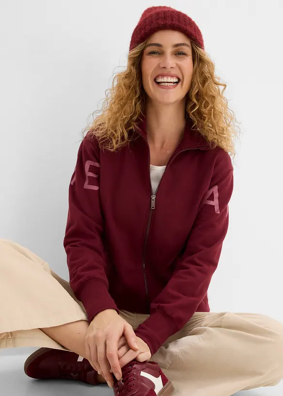 Sweatjacke aus elastischem Bio-Baumwoll-Mix, bonprix