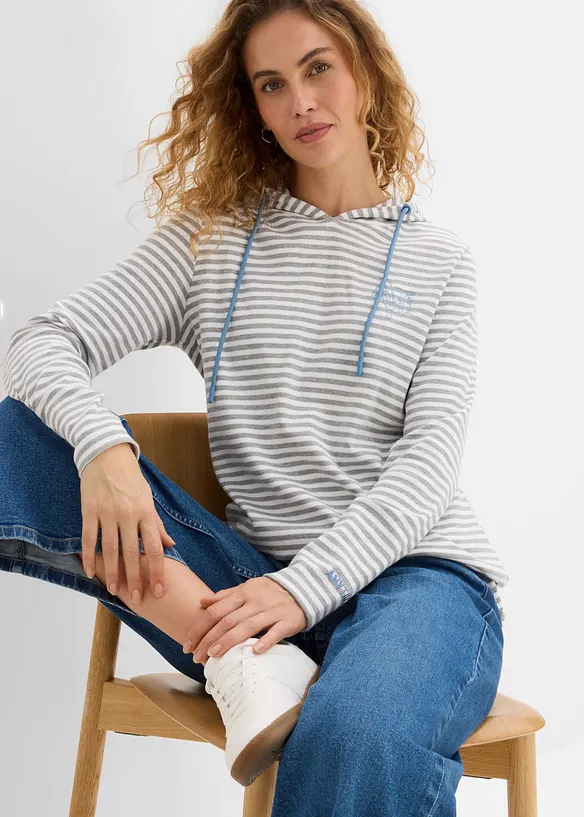 T-shirt &agrave; capuche en interlock, bonprix