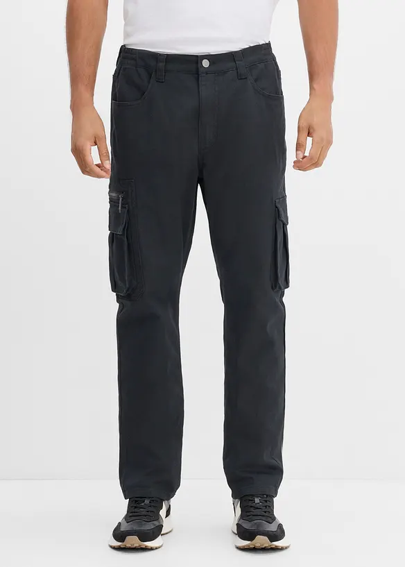 Pantalon cargo extensible &agrave; taille &eacute;lastiqu&eacute;e, coupe droite classique, bonprix