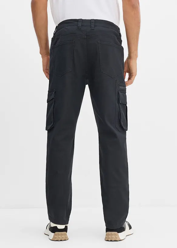 Pantalon cargo extensible &agrave; taille &eacute;lastiqu&eacute;e, coupe droite classique, bonprix