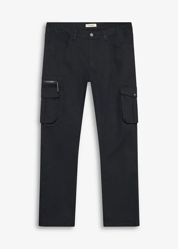 Pantalon cargo extensible &agrave; taille &eacute;lastiqu&eacute;e, coupe droite classique, bonprix