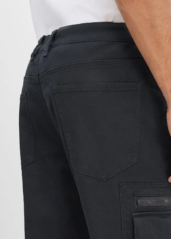 Pantalon cargo extensible &agrave; taille &eacute;lastiqu&eacute;e, coupe droite classique, bonprix