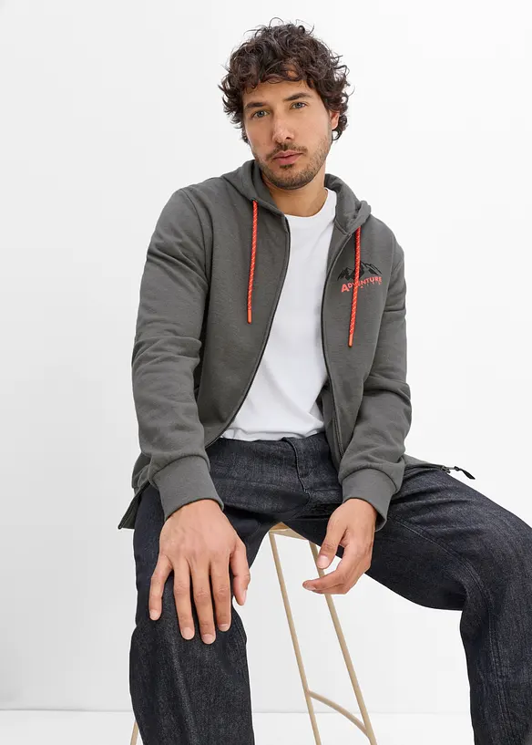 Sweat zipp&eacute; &agrave; capuche, regular, bonprix