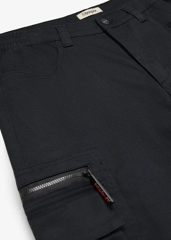 Pantalon cargo extensible &agrave; taille &eacute;lastiqu&eacute;e, coupe droite classique, bonprix