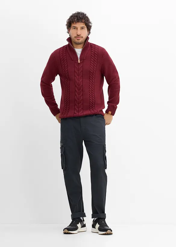Pantalon cargo extensible &agrave; taille &eacute;lastiqu&eacute;e, coupe droite classique, bonprix