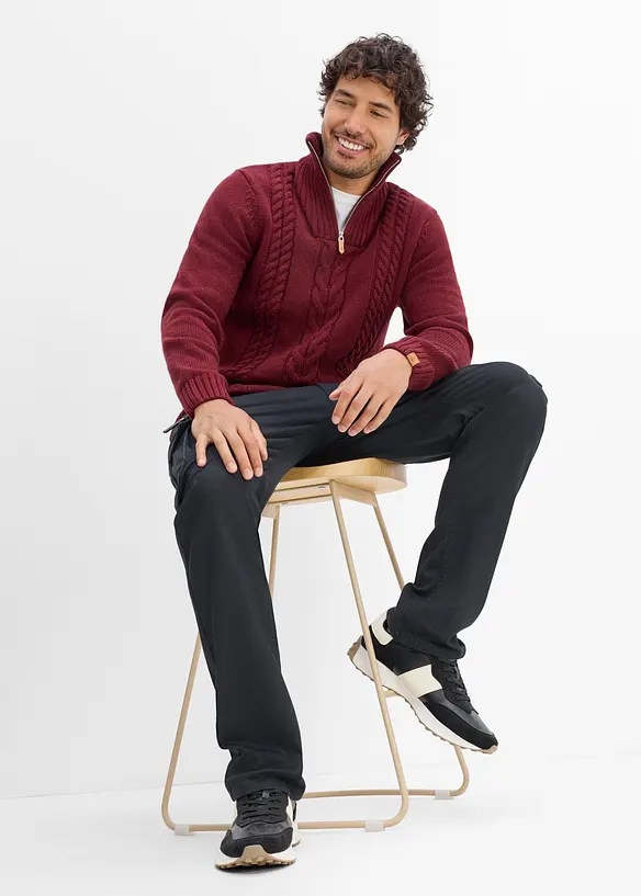 Pantalon cargo extensible &agrave; taille &eacute;lastiqu&eacute;e, coupe droite classique, bonprix