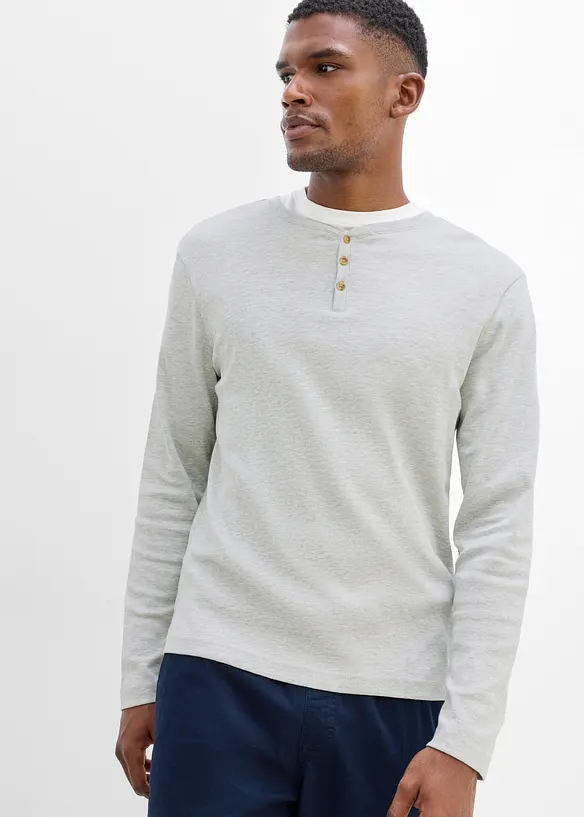 Henley-Rippshirt, Langarm (2er Pack), bonprix