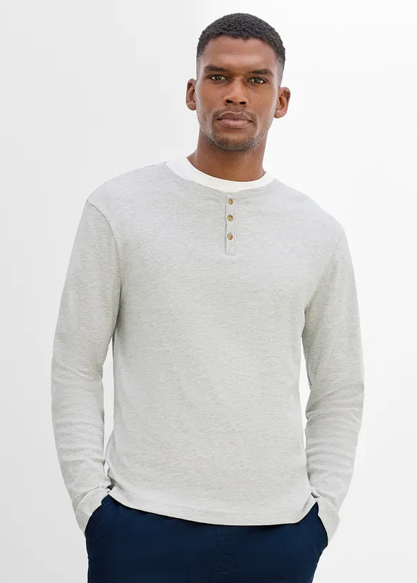 Henley-Rippshirt, Langarm (2er Pack), bonprix