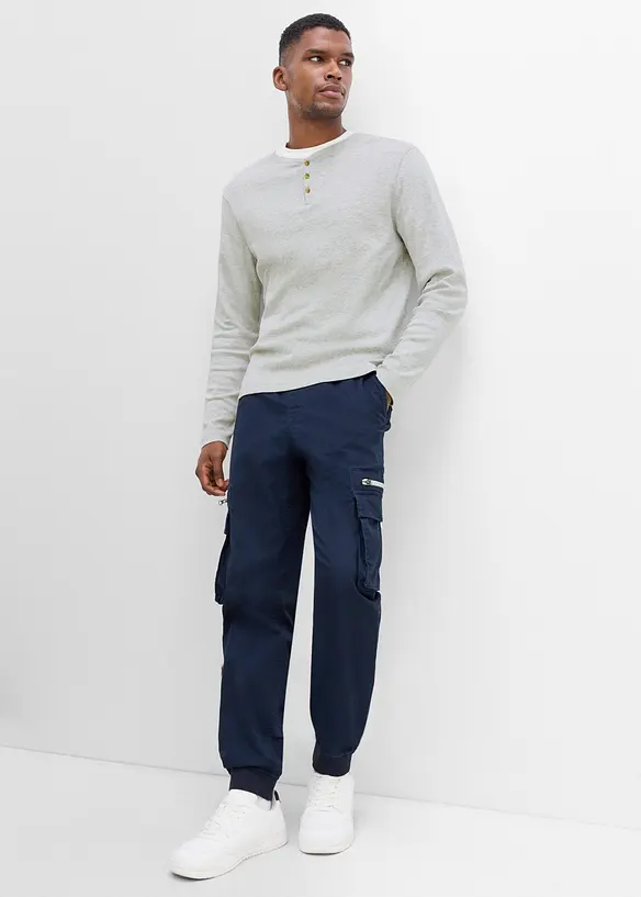 Henley-Rippshirt, Langarm (2er Pack), bonprix